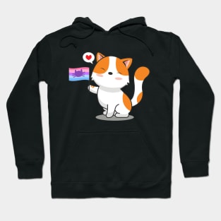 Cute Cat Holding Catgender Flag Hoodie